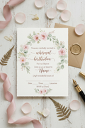 Whimsical watercolor floral digital birthday invitation in blush pink and sage green